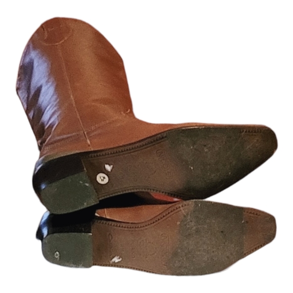 Women Vintage Leather Brown Western Style Boots By Catleia Size 8M - Picture 10 of 10